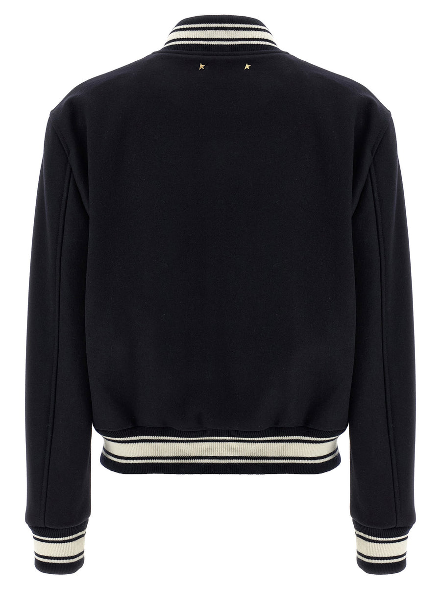 Golden Goose Dirce Bomber Jacket Blue Virgin Wool Blend For Women
