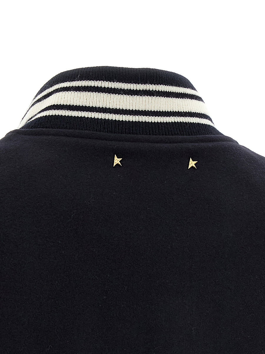 Golden Goose Dirce Bomber Jacket Blue Virgin Wool Blend For Women