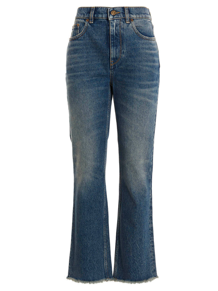 Golden Goose Deryn High Waist Distressed Flared Jeans Stone Wash Denim For Women