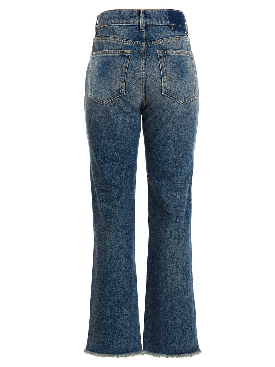 Golden Goose Deryn High Waist Distressed Flared Jeans Stone Wash Denim For Women