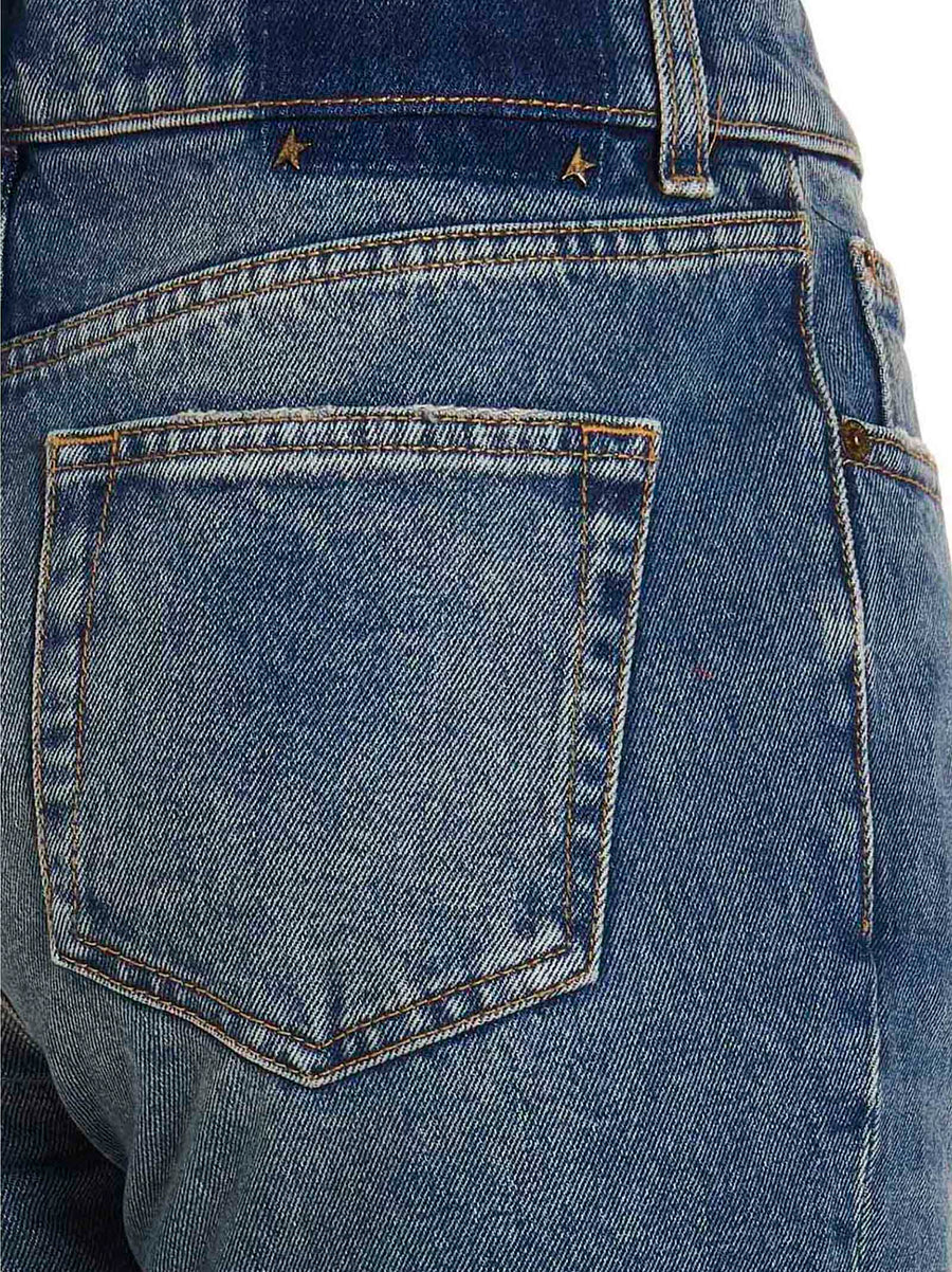 Golden Goose Deryn High Waist Distressed Flared Jeans Stone Wash Denim For Women
