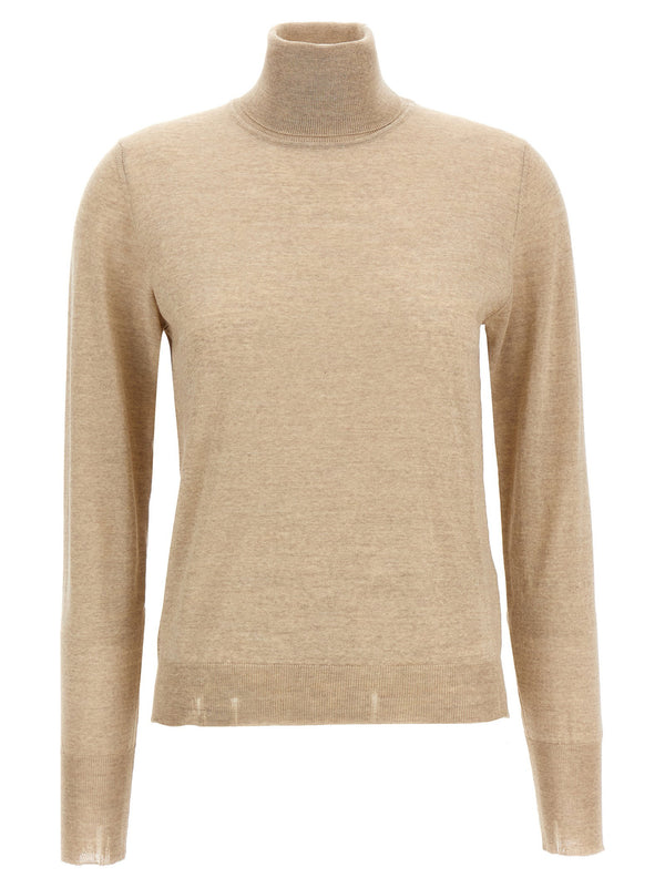 Golden Goose Dilara Turtleneck Sweater For Women Premium Virgin Wool Warmth Textured Knit With Antiqued Signature Logo