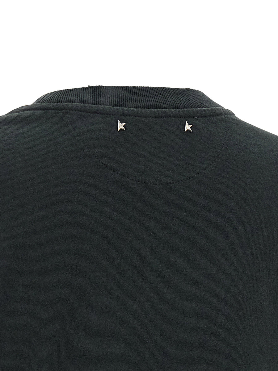 Golden Goose Crystal Crew Neck Organic Cotton T Shirt With Black Crystals