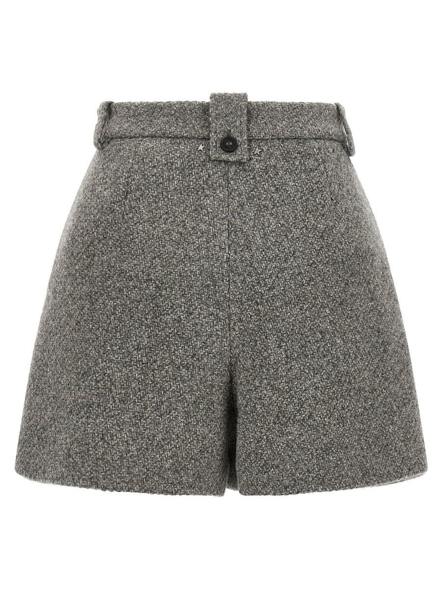 Golden Goose Ryanna High Waist Virgin Wool Short Trousers Gray