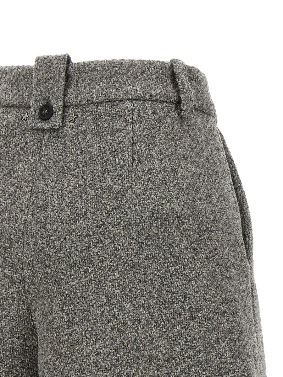 Golden Goose Ryanna High Waist Virgin Wool Short Trousers Gray