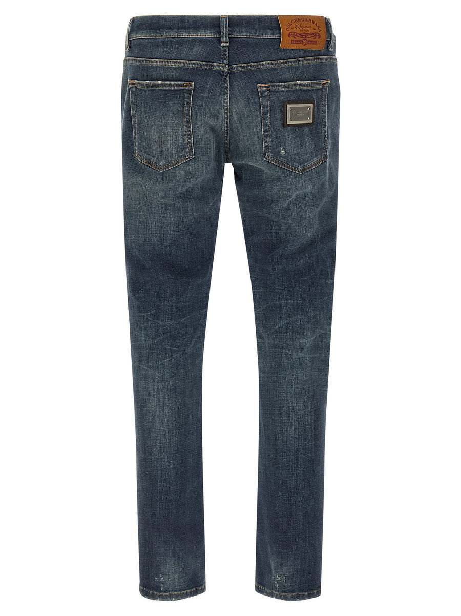 Dolce and Gabbana Used Effect Stonewashed Denim Jeans for Women Luxurious Premium Fit