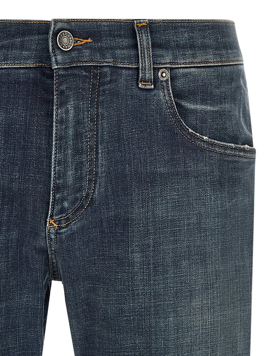 Dolce and Gabbana Used Effect Stonewashed Denim Jeans for Women Luxurious Premium Fit