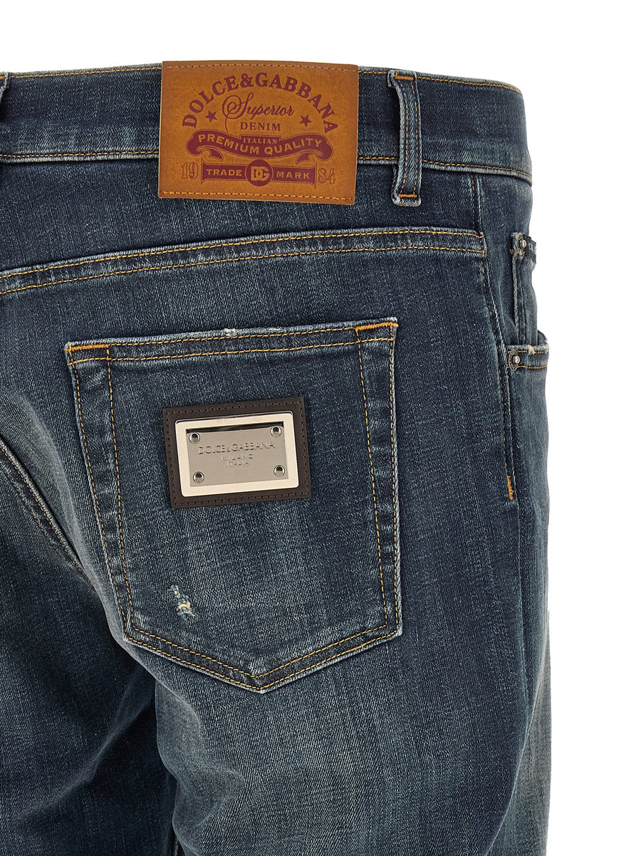Dolce and Gabbana Used Effect Stonewashed Denim Jeans for Women Luxurious Premium Fit
