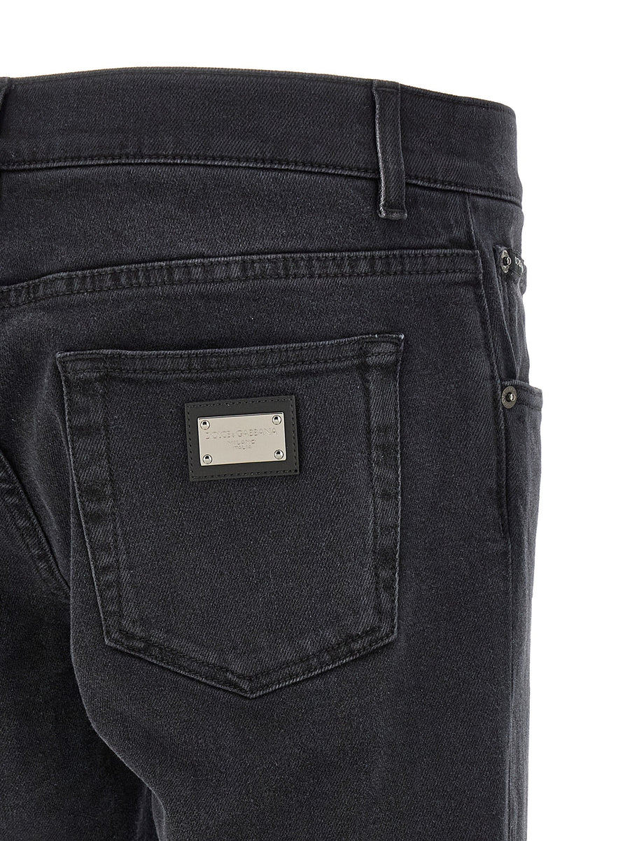 Dolce And Gabbana Stretch Jeans For Women Black Denim With Moderate Elasticity And Five Pocket Style