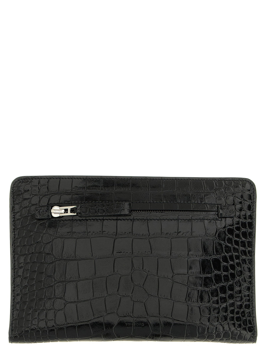 Tom Ford Croc Print Leather Clutch Bag