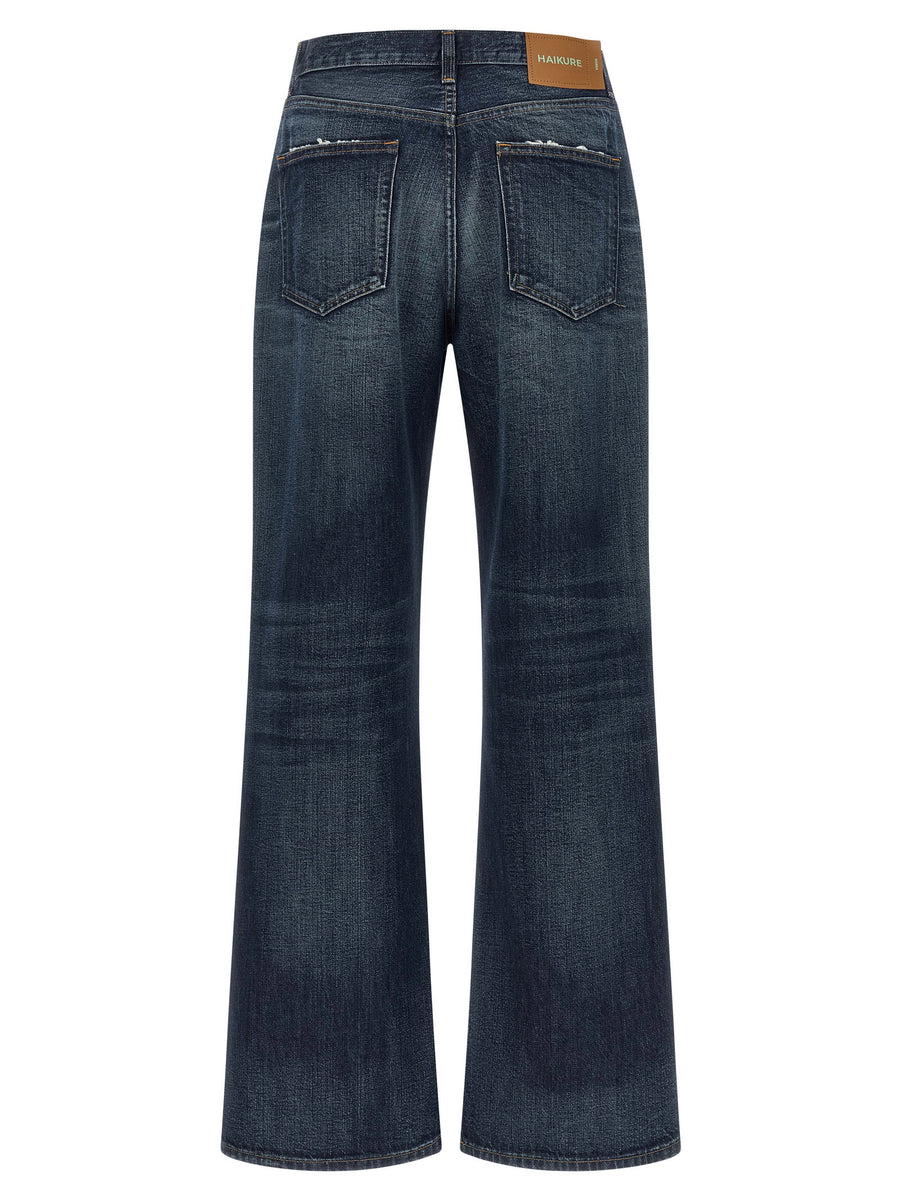 Haikure Korea Jeans For Women Relaxed Fit One Hundred Percent Cotton Blue Denim