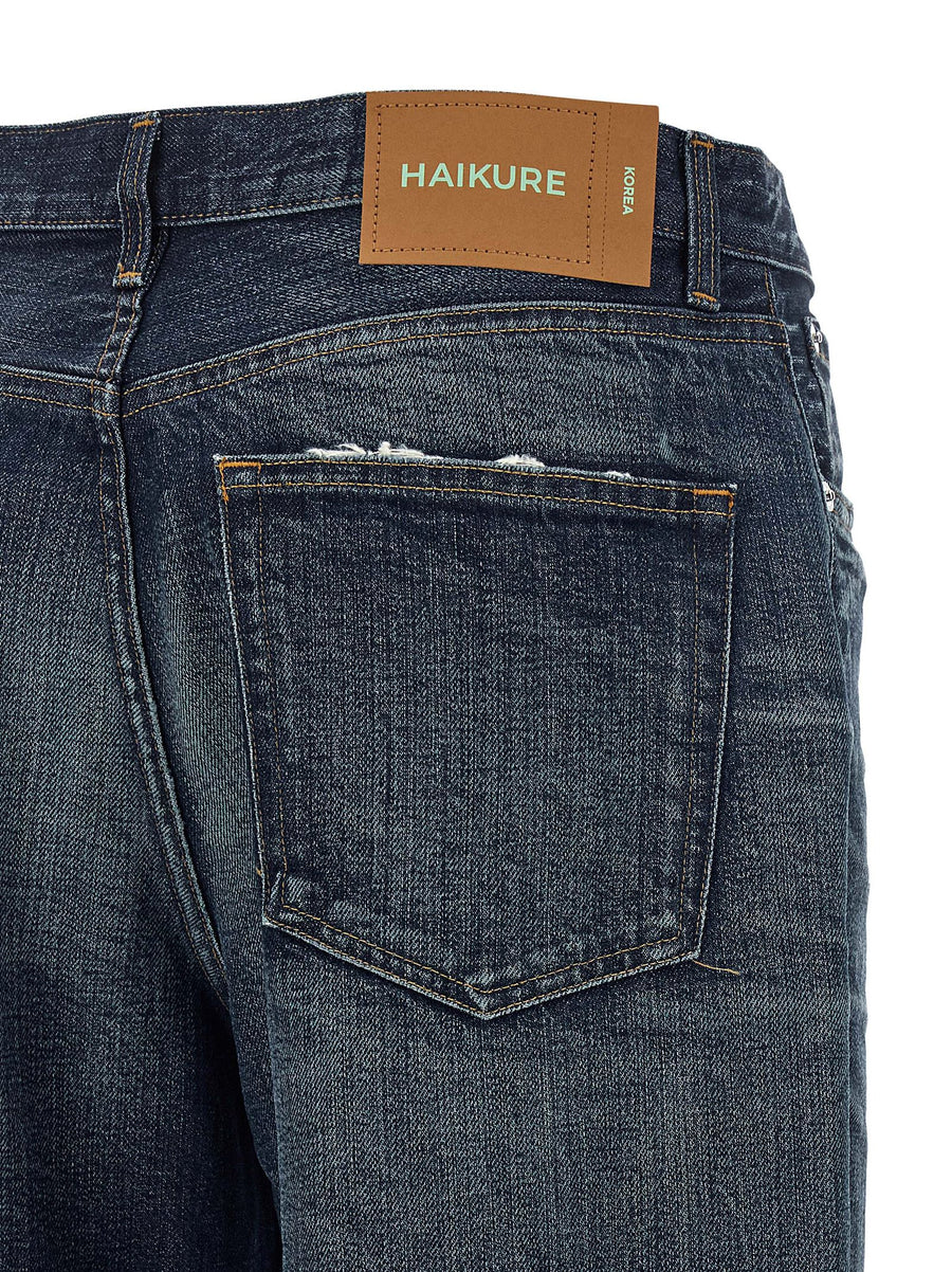 Haikure Korea Jeans For Women Relaxed Fit One Hundred Percent Cotton Blue Denim