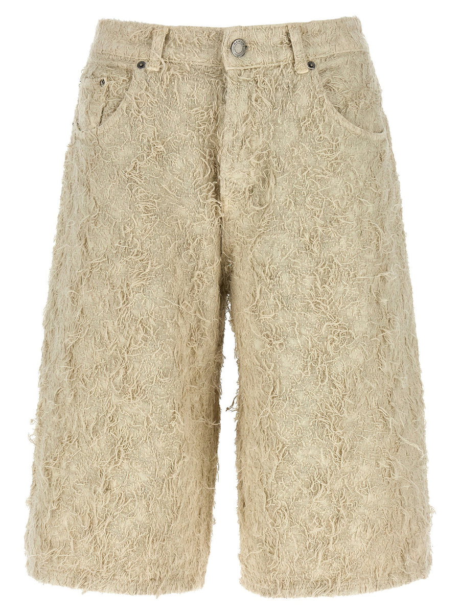 Haikure Beige Bermuda Shorts Cotton Denim Women Wide Leg