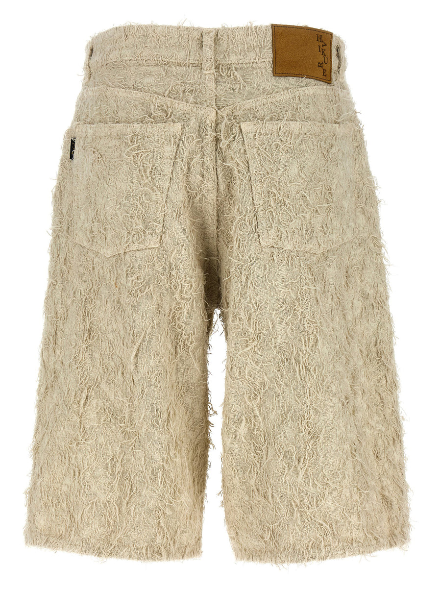 Haikure Beige Bermuda Shorts Cotton Denim Women Wide Leg