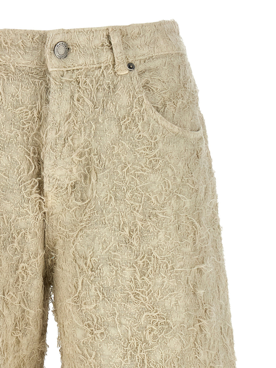 Haikure Beige Bermuda Shorts Cotton Denim Women Wide Leg