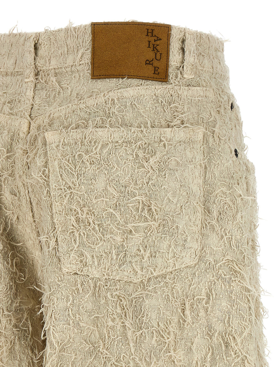 Haikure Beige Bermuda Shorts Cotton Denim Women Wide Leg