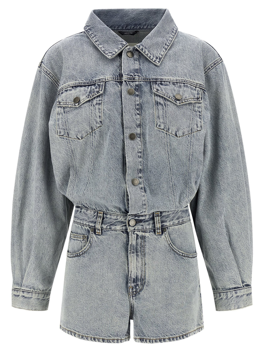 Haikure Elle Jumpsuit For Women Gray Cotton Denim Casual Elegant Defined Waist Front Buttons