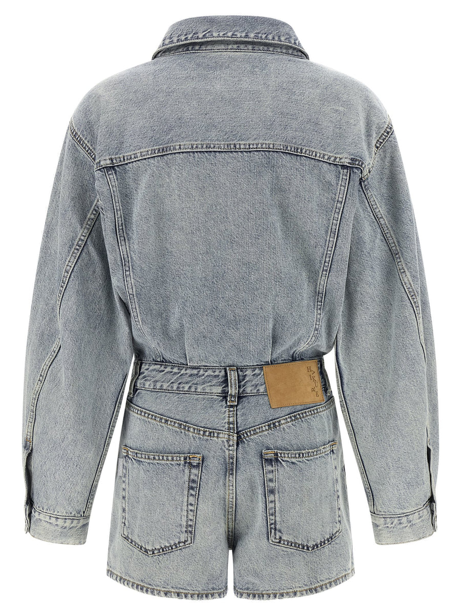 Haikure Elle Jumpsuit For Women Gray Cotton Denim Casual Elegant Defined Waist Front Buttons