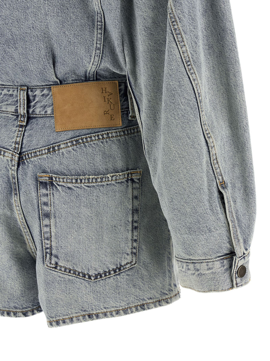 Haikure Elle Jumpsuit For Women Gray Cotton Denim Casual Elegant Defined Waist Front Buttons