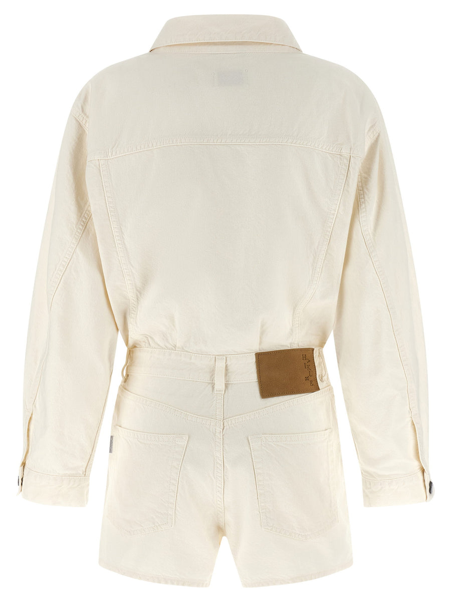 Haikure Women Elle Authentic Lax Short Leg Jumpsuit White Cotton Linen