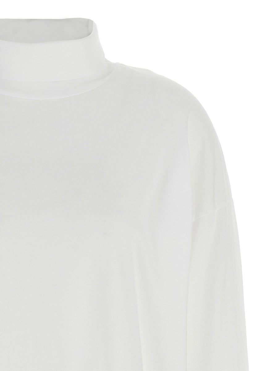 Haikure Ivy White 100 Percent Cotton High Neck T Shirt For Women Versatile Wardrobe Staple