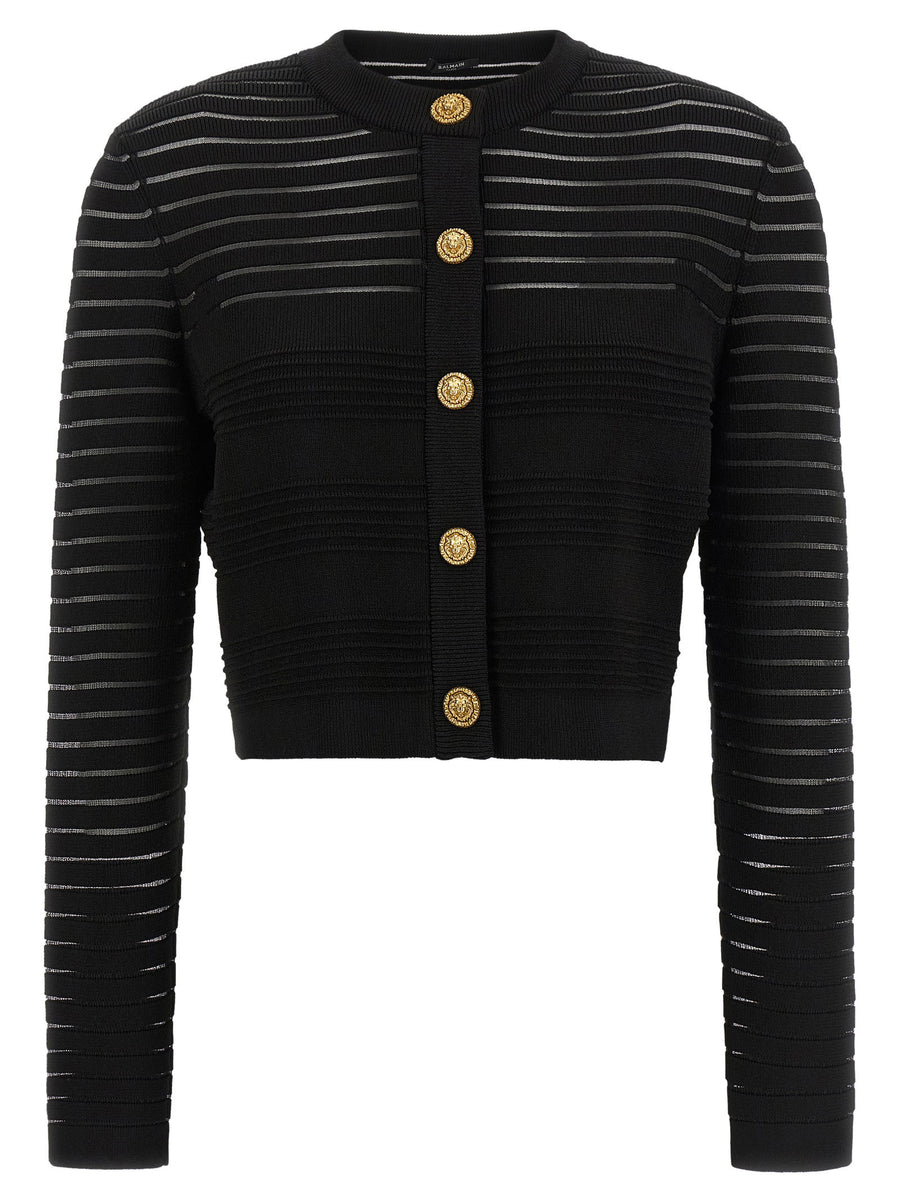 Balmain Semi-transparent Stripes Cardigan