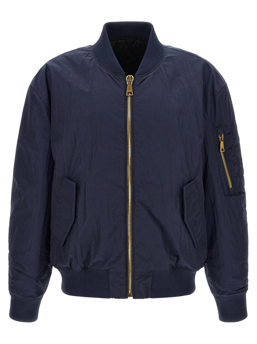 Balmain Logo Embroidery Bomber Jacket