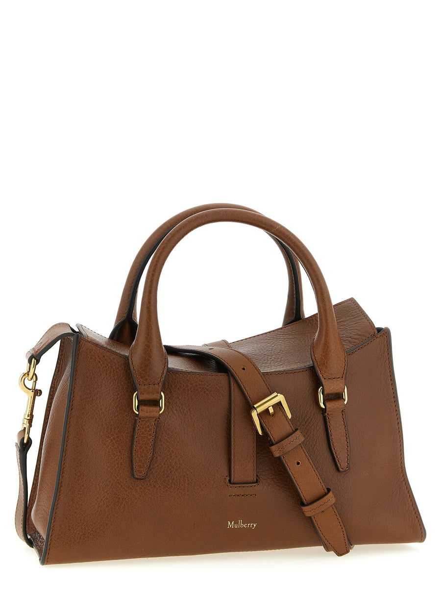 Mulberry Roxanne Small Handbag Brown Hammered Calfskin With Front Magnet Flap Closure And Adjustable Strap For Women