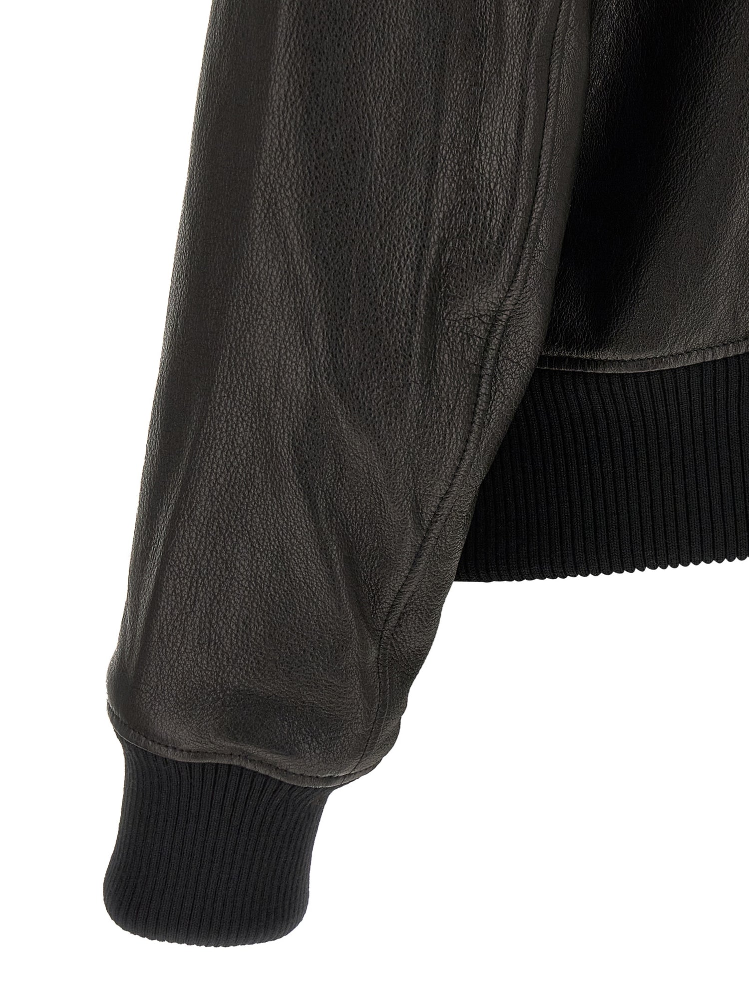 Ami Paris Ami De Coeur Leather Bomber Jacket