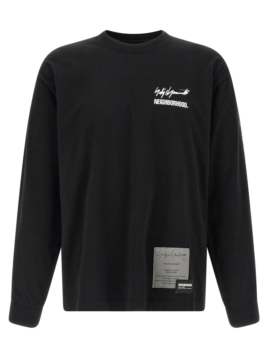 Yohji Yamamoto Neighborhood Long Sleeve Tee Logo Patch Front Back Sleeve Allover Branding For Men