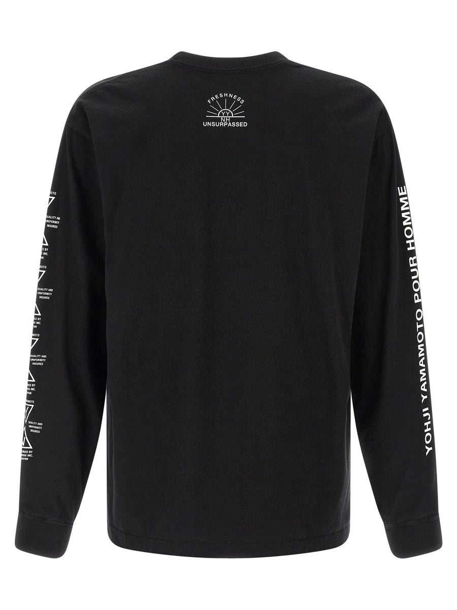 Yohji Yamamoto Neighborhood Long Sleeve Tee Logo Patch Front Back Sleeve Allover Branding For Men