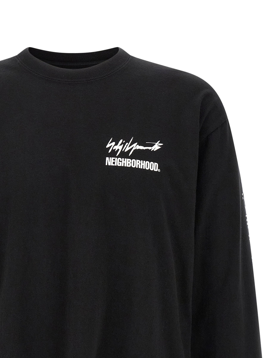 Yohji Yamamoto Neighborhood Long Sleeve Tee Logo Patch Front Back Sleeve Allover Branding For Men
