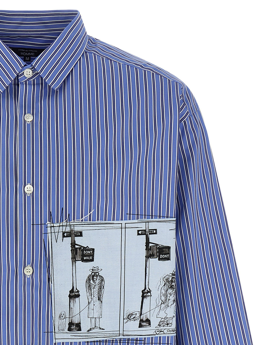 Comme Des Garҫons Homme Patch Striped Shirt