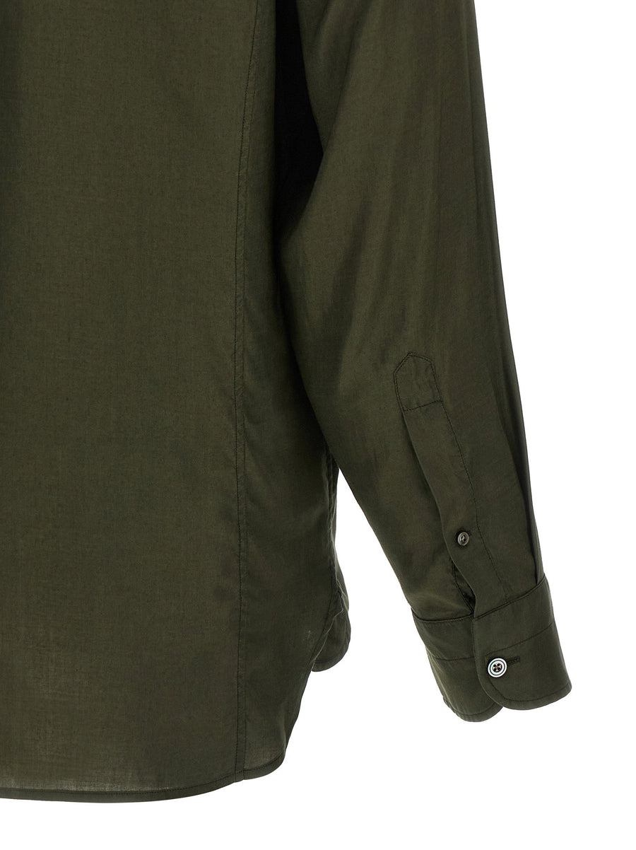Tom Ford Button-Down Shirt Green 100 Percent Lyocell With Fluid Gabardine Finish For Men