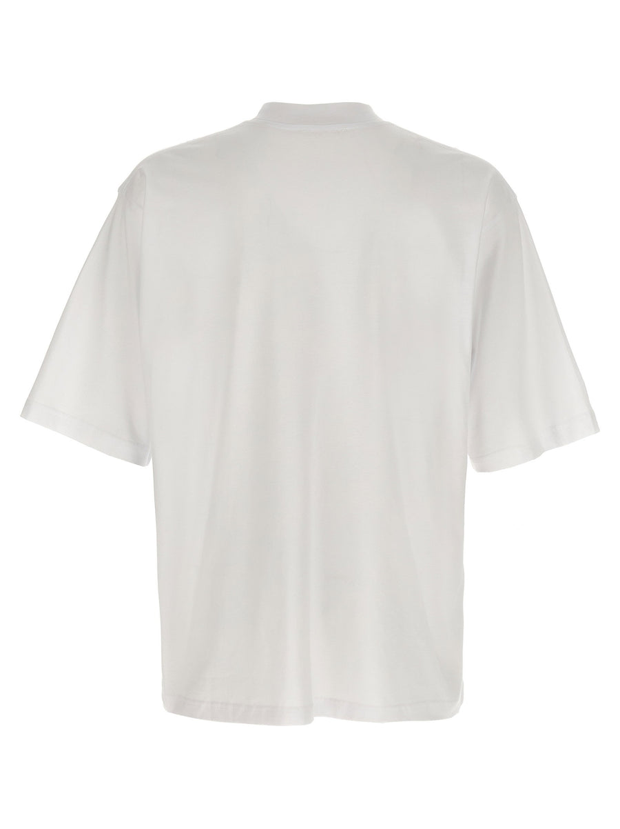 Marni Logo Patch Cotton Jersey T Shirt White Crew Neck Short Sleeve Women