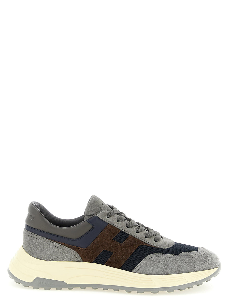 Hogan Hyperlight Sneakers For Men Multicolor Calf Leather And Navy Mesh Upper Cushioned Sole