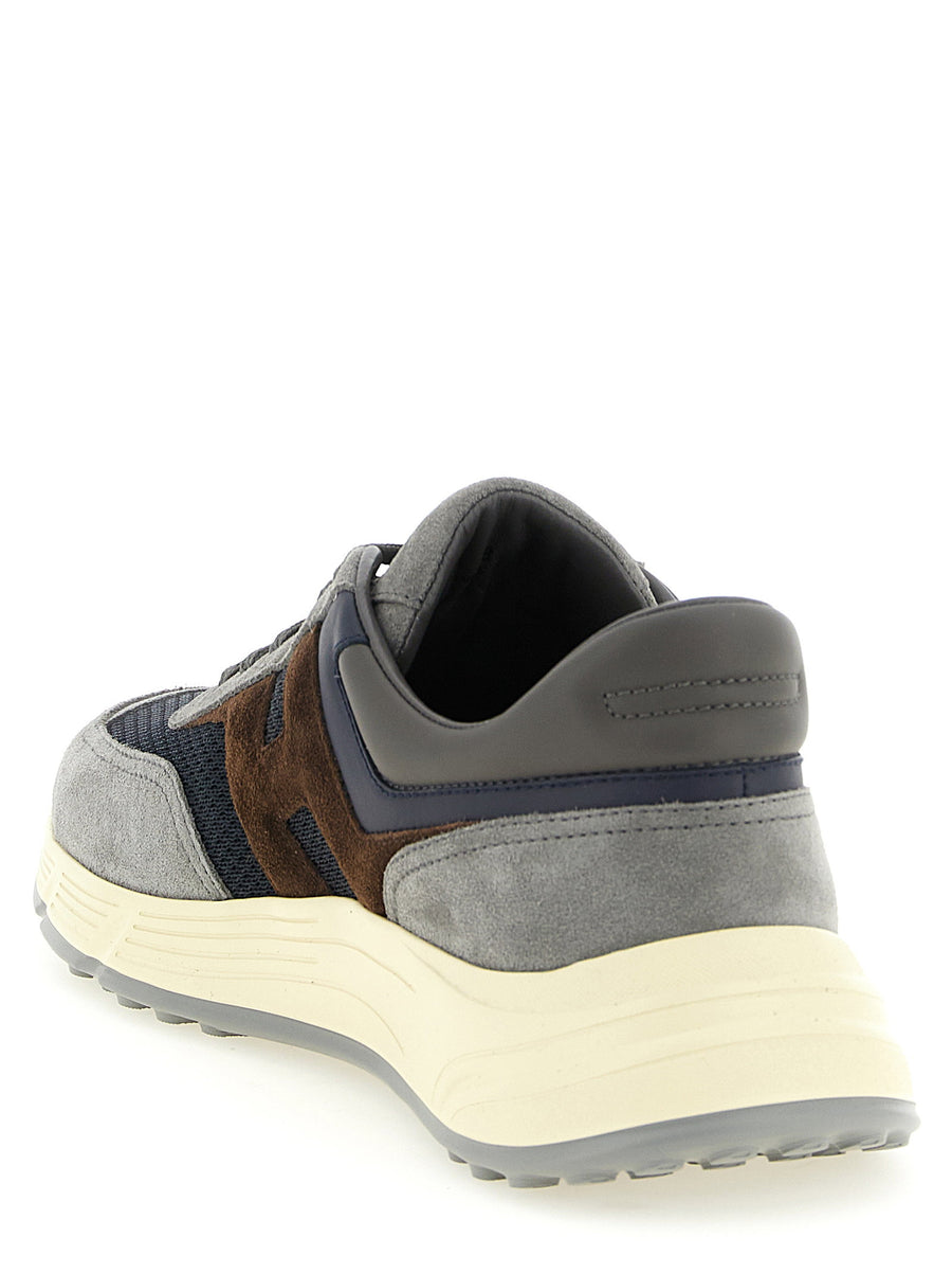 Hogan Hyperlight Sneakers For Men Multicolor Calf Leather And Navy Mesh Upper Cushioned Sole