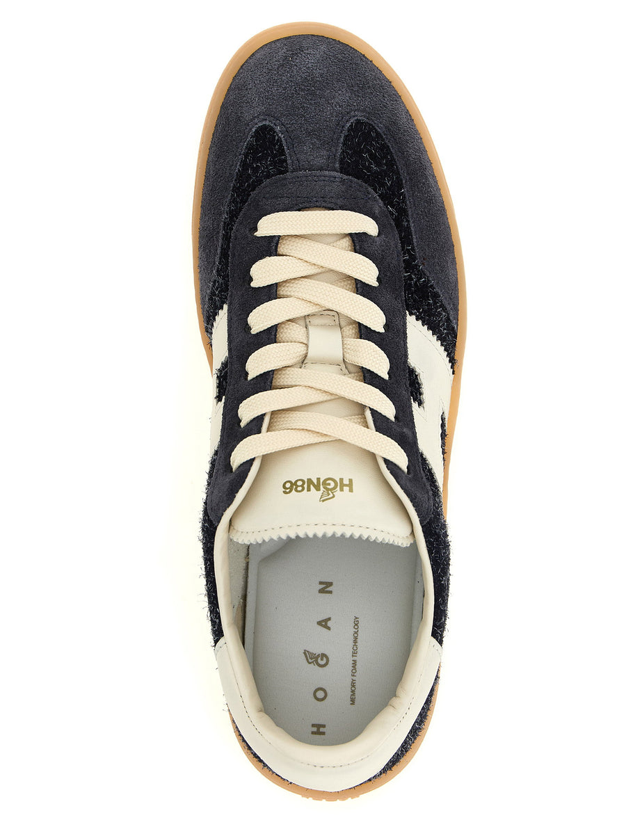 Hogan Cool Sneakers For Men Blue Suede Calfskin Leather Details Maxi H Logo Memory Foam Comfort Retro Style