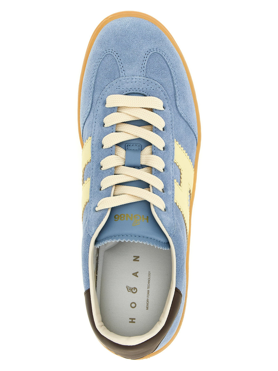 Hogan Cool Light Blue Calfskin Sneakers For Women With Memory Foam Insole