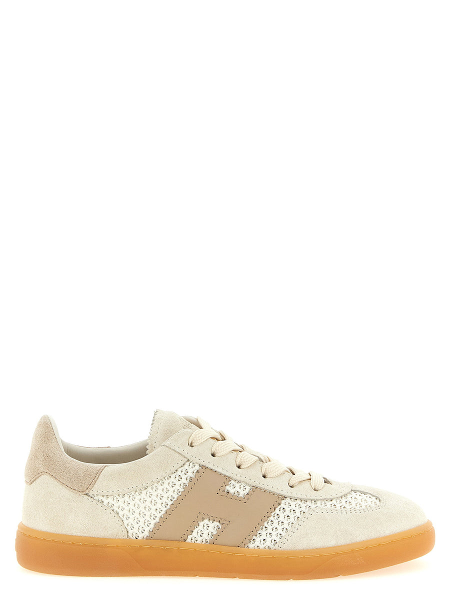Hogan Womens Beige Suede Cotton Sneakers With Memory Foam Comfort And Everyday Versatility