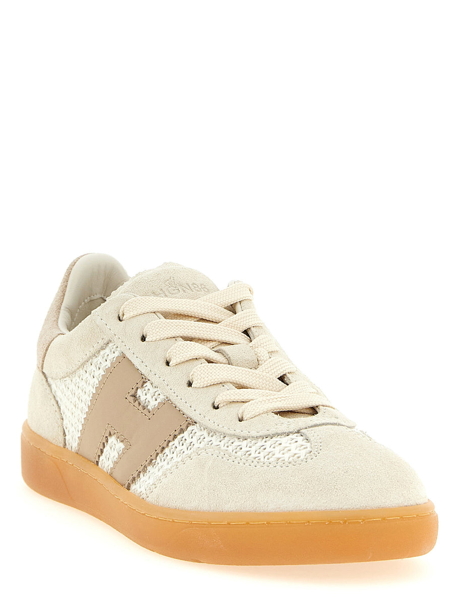 Hogan Womens Beige Suede Cotton Sneakers With Memory Foam Comfort And Everyday Versatility