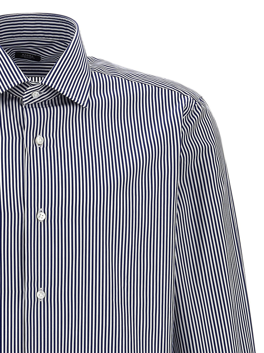 Barba Blue Striped Shirt for Men 100 Percent Cotton Button Front Long Sleeve Versatile Everyday Style