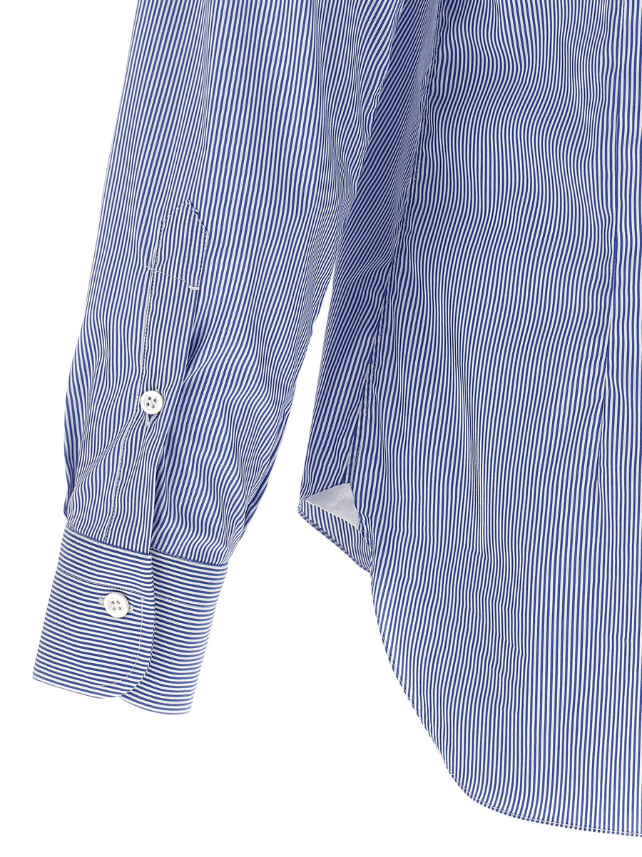 Barba Men Light Blue Striped Cotton Poplin Shirt With Back Pin Tucks For Everyday Smart Casual