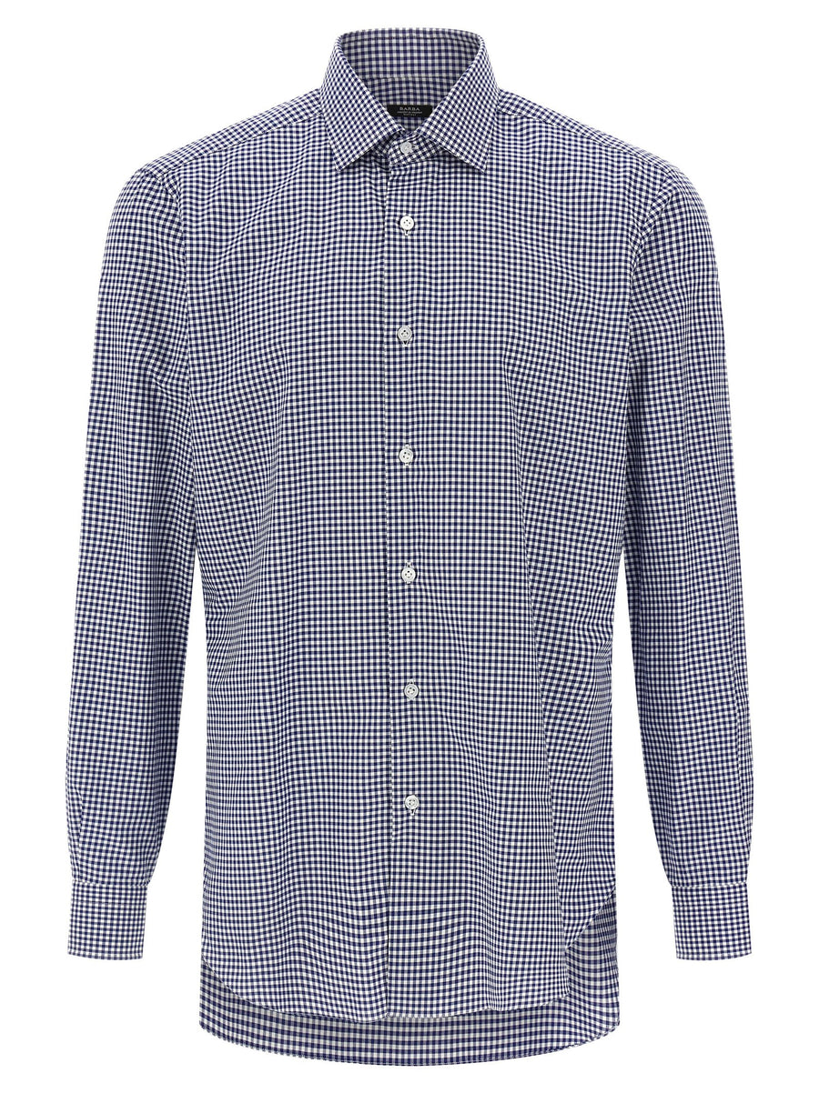 Barba Vichy Shirt Timeless Breathable Blue Cotton Poplin With Refined Vichy Print For Modern Men