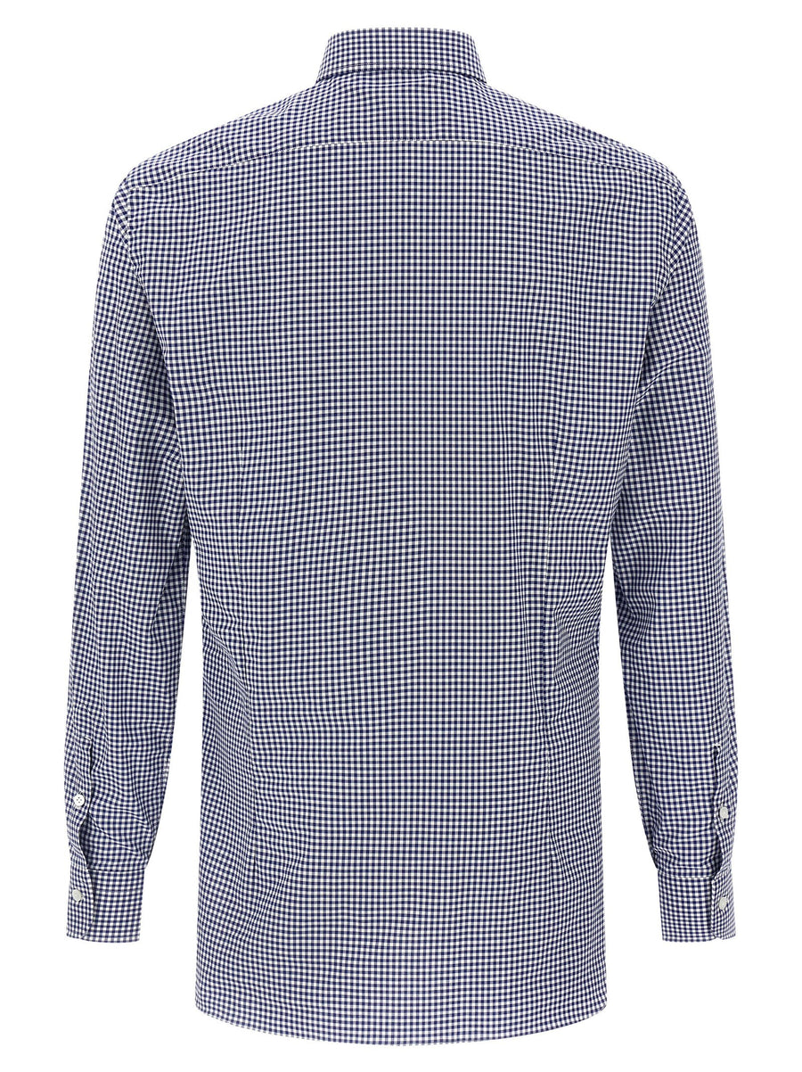 Barba Vichy Shirt Timeless Breathable Blue Cotton Poplin With Refined Vichy Print For Modern Men