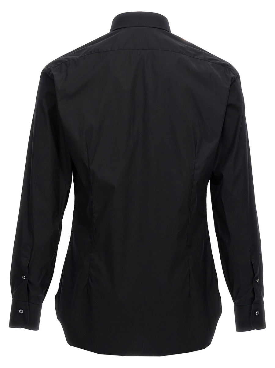 Barba Black Poplin Stretch Cotton Shirt For Men Limited