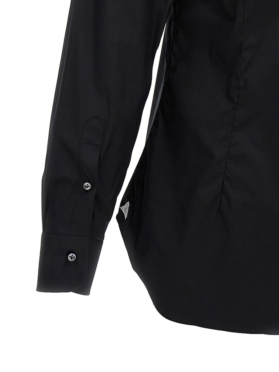 Barba Black Poplin Stretch Cotton Shirt For Men Limited