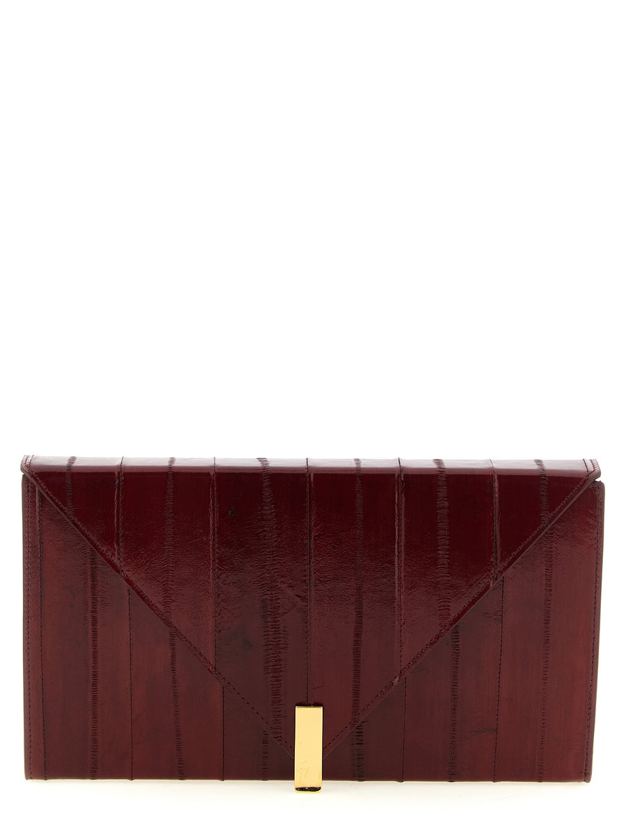Giuseppe Zanotti Tuxedo Clutch Bordeaux Eel Leather Evening Bag