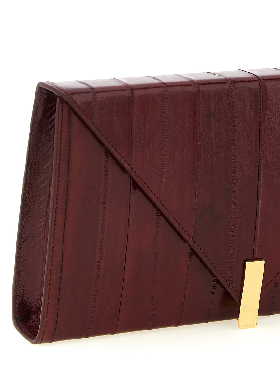 Giuseppe Zanotti Tuxedo Clutch Bordeaux Eel Leather Evening Bag