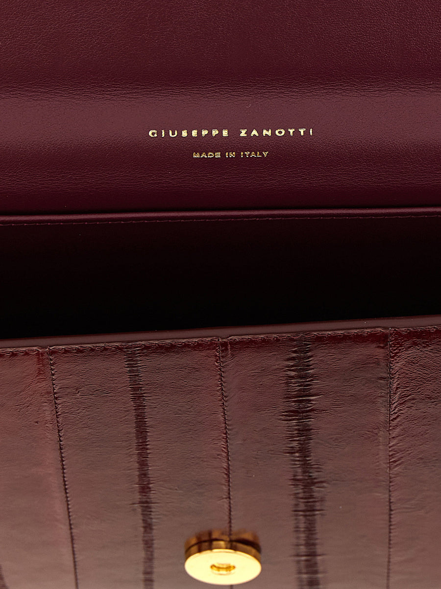 Giuseppe Zanotti Tuxedo Clutch Bordeaux Eel Leather Evening Bag